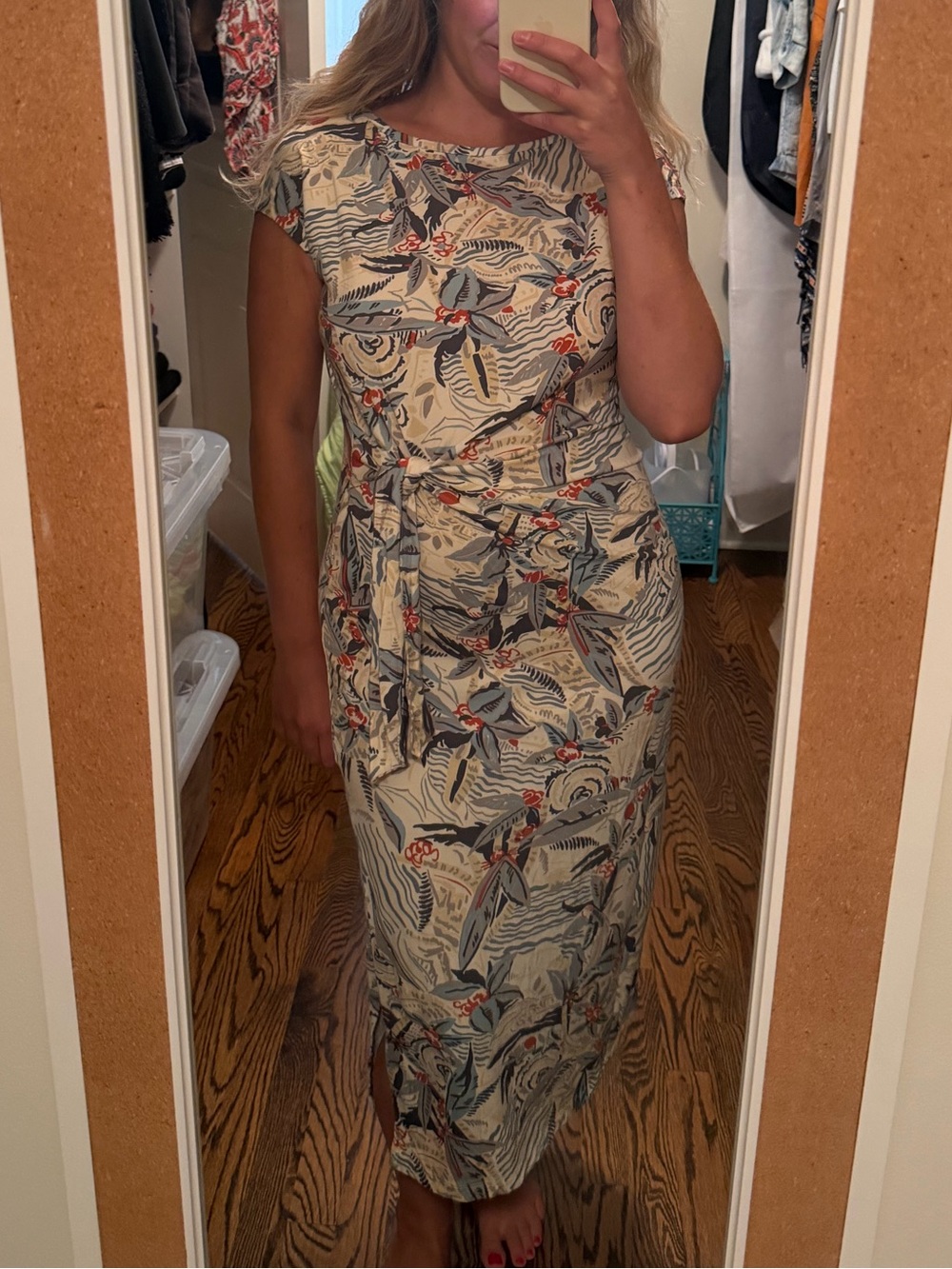 Lauren, Ralph Lauren Cream Floral Tie-Waist Dress